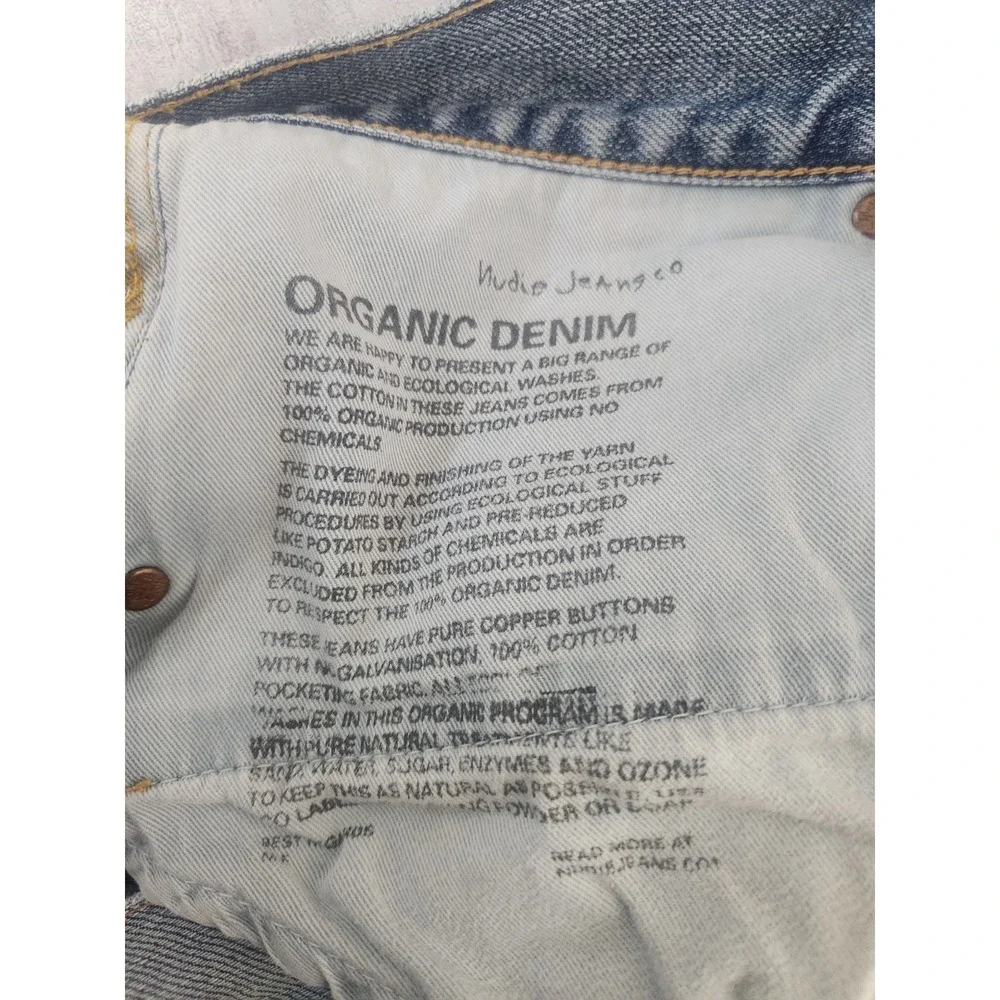 NUDIE Hank Rey Blue Jeans Size 36X34 Straight Light Wash Denim
